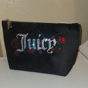 Juicy Couture Black Velvet Cosmetic Bag with Rhinestones